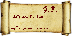 Fényes Martin névjegykártya